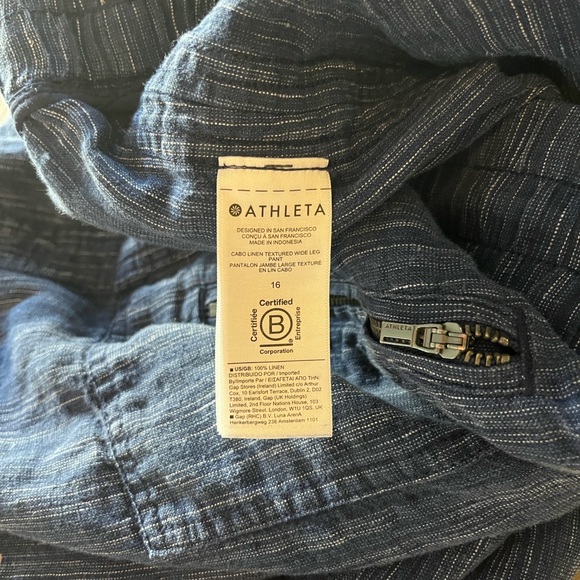 Athleta Cabo Linen Blue Wide-Leg Pants - Picture 9 of 15